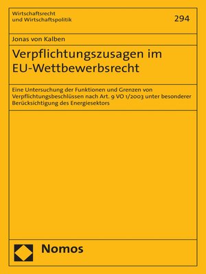 cover image of Verpflichtungszusagen im EU-Wettbewerbsrecht